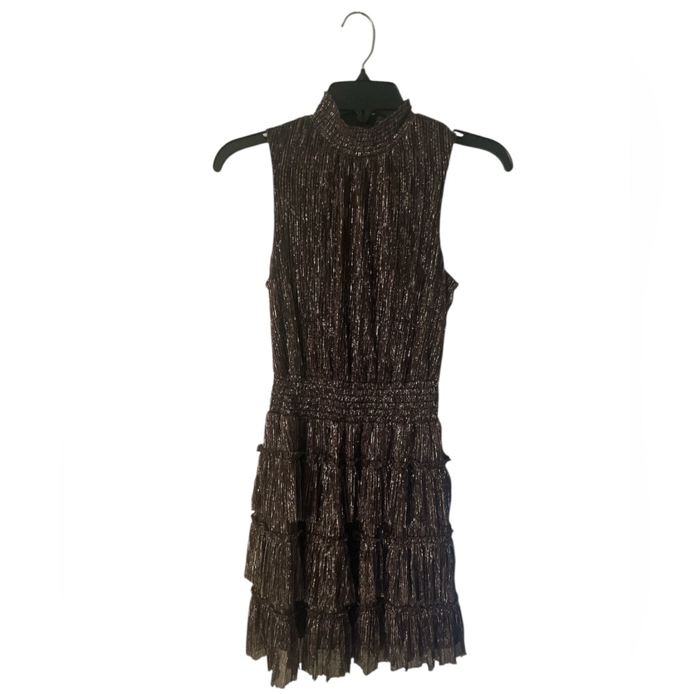 1 State Black Shimmer Midi Dress